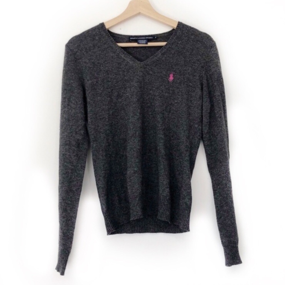 Ralph Lauren Polo Vneck Sweater in Charcoal Grey